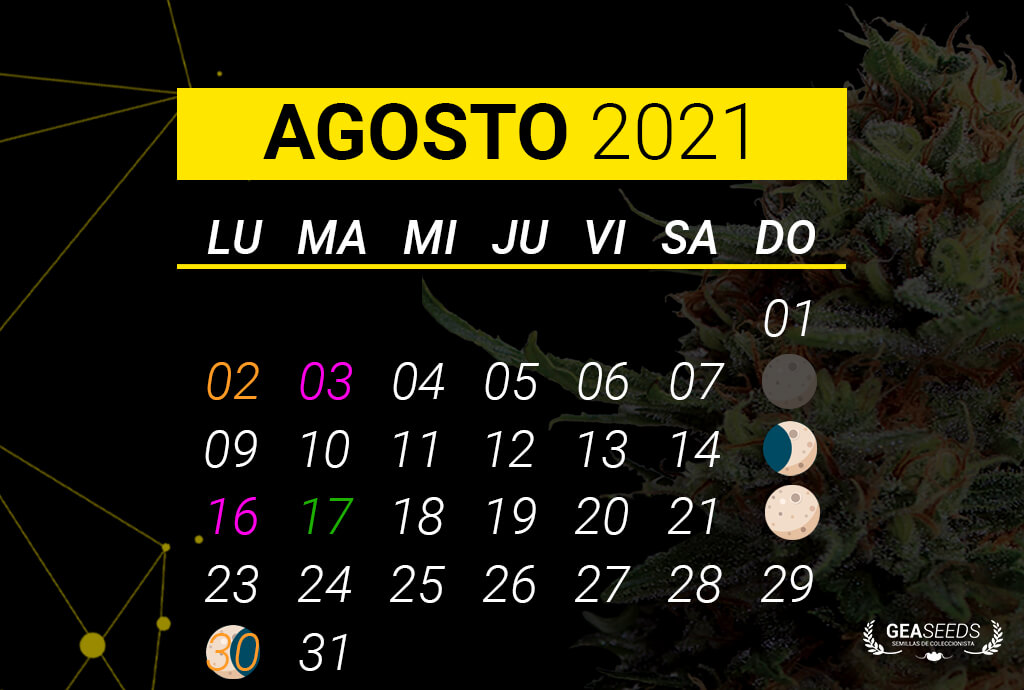 Fechas lunares en Agosto de 2021