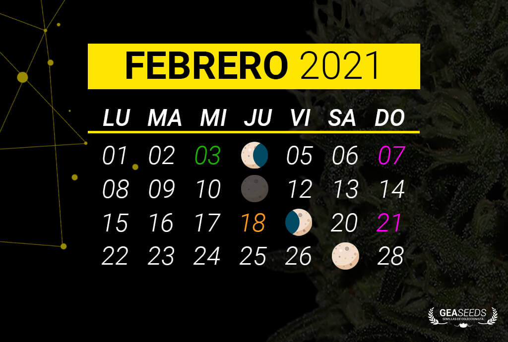 Fechas lunares en Febrero de 2021
