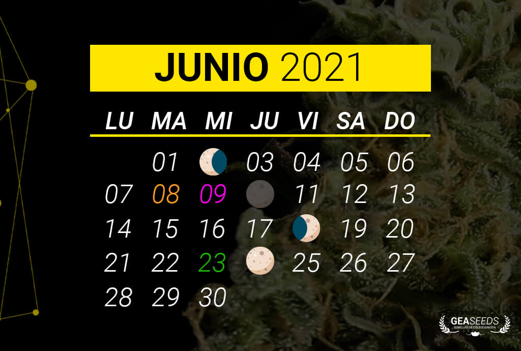 Fechas lunares en Junio de 2021
