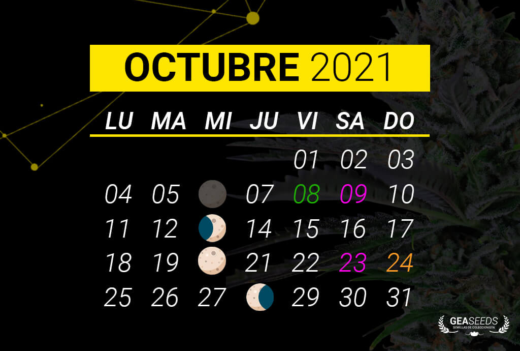 Fechas lunares en Octubre de 2021