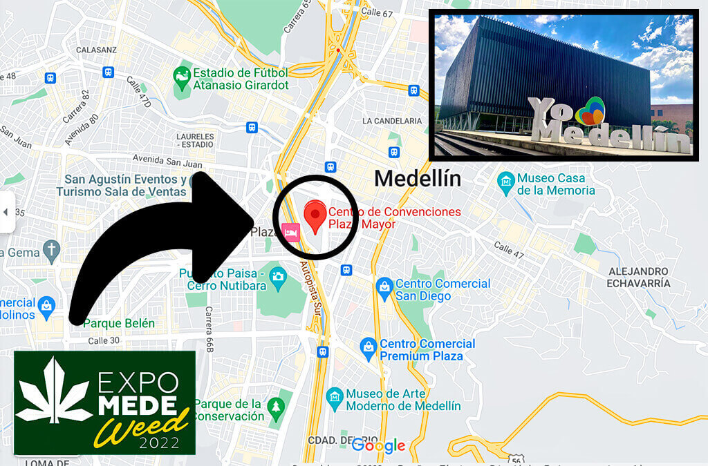 Map with the location of the fair in Medellín