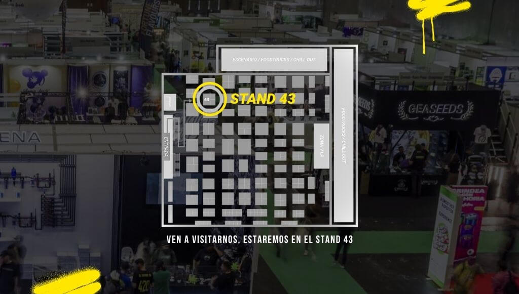 Mapa del recinto Spannabis con el Stand de Gea Seeds resaltado