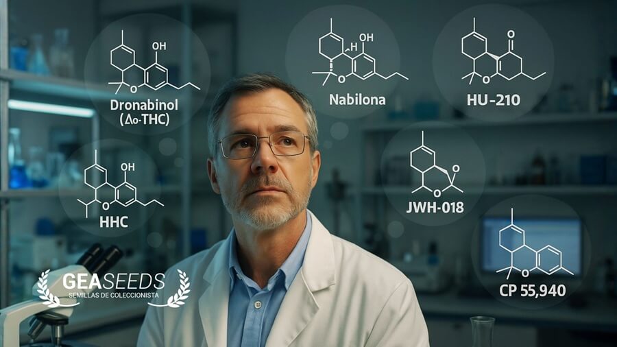Científico haciendo cannabinoides en un laboratorio