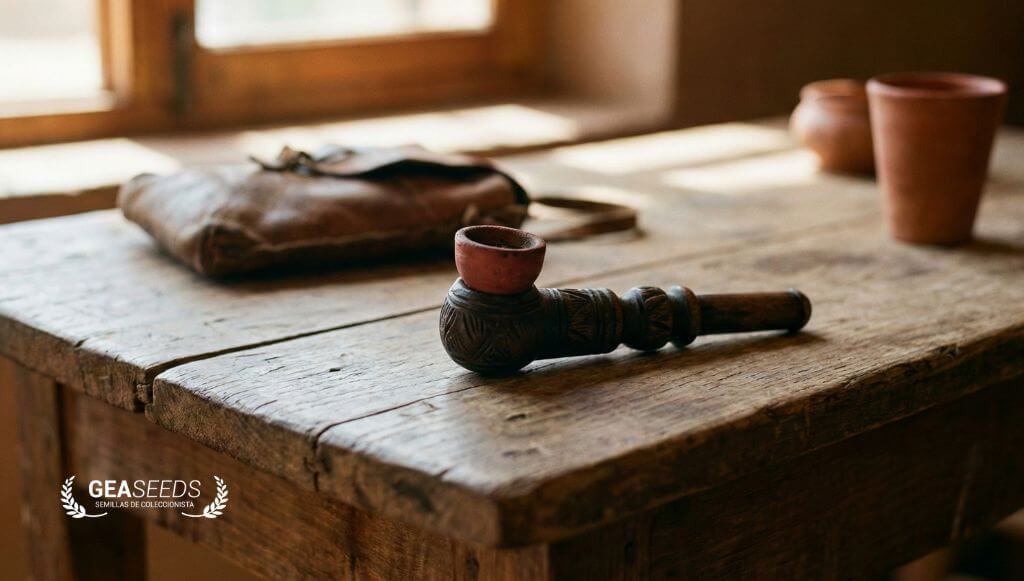 Pipa sebsi para fumar sobre una mesa