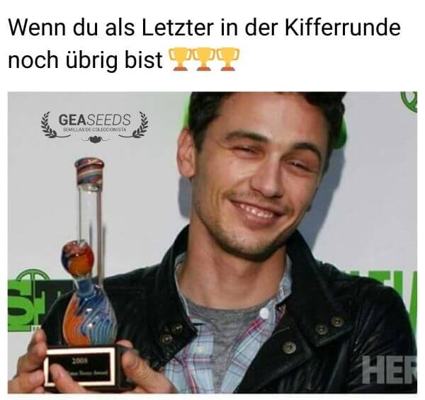 Lustiges Meme über den letzten, der in einer Kifferrunde noch übrig ist