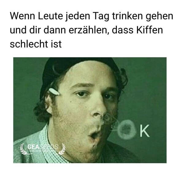 Lustiges Meme mit einem Mann, der einen Rauchrings ausbläst