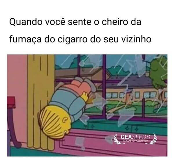 Meme engraçado de maconha sentindo o cheiro do baseado do vizinho
