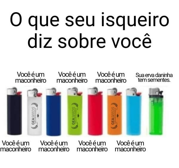 Meme engraçado de maconha sobre o que seu isqueiro diz sobre você