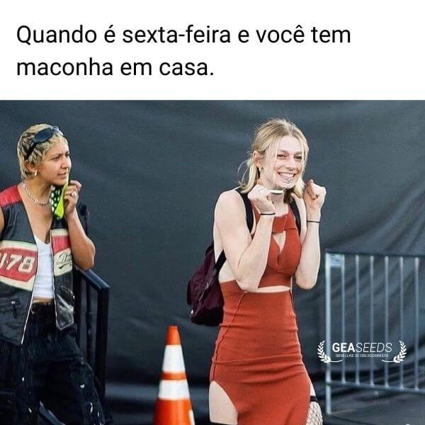 Meme engraçado de maconha sobre sexta-feira sabendo que tem weed em casa