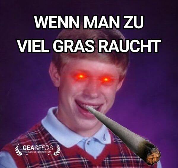 Lustiges Meme über jemanden mit roten Augen nach zu viel Gras