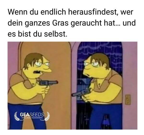 Lustiges Simpsons Meme über herausfinden, dass man selbst das ganze Gras geraucht hat