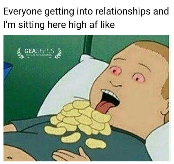 Funny weed meme about being high instead of getting into relationships